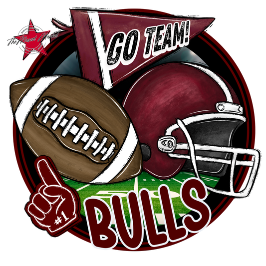 Bulls Circle Football Design-Maroon