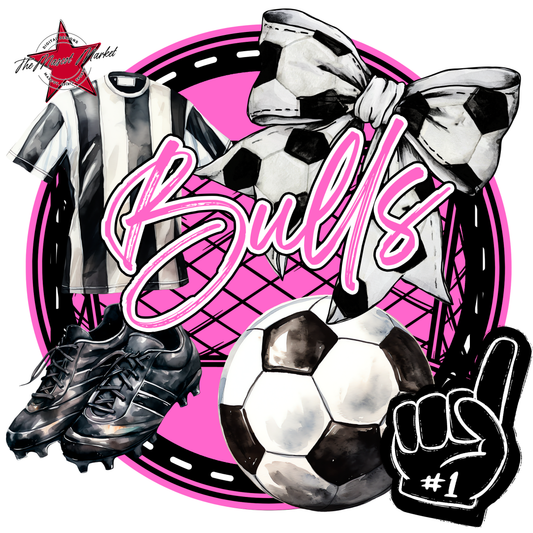 Bulls Circle Soccer Design-Baby Pink