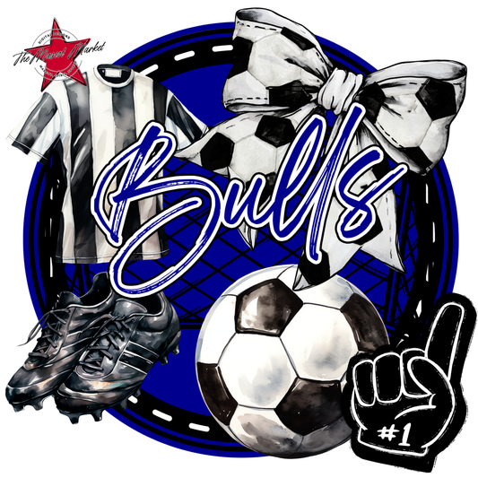 Bulls Circle Soccer Design-Blue