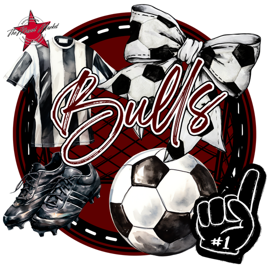 Bulls Circle Soccer Design-Maroon