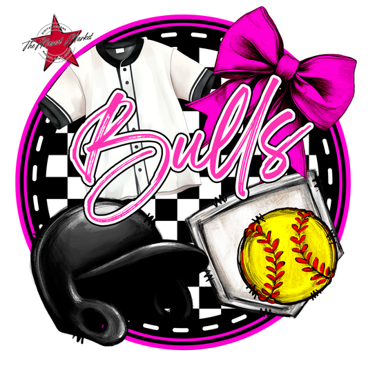 Bulls Circle Softball Design-Pink