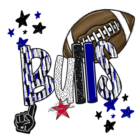 Bulls Football Scrape-Blue