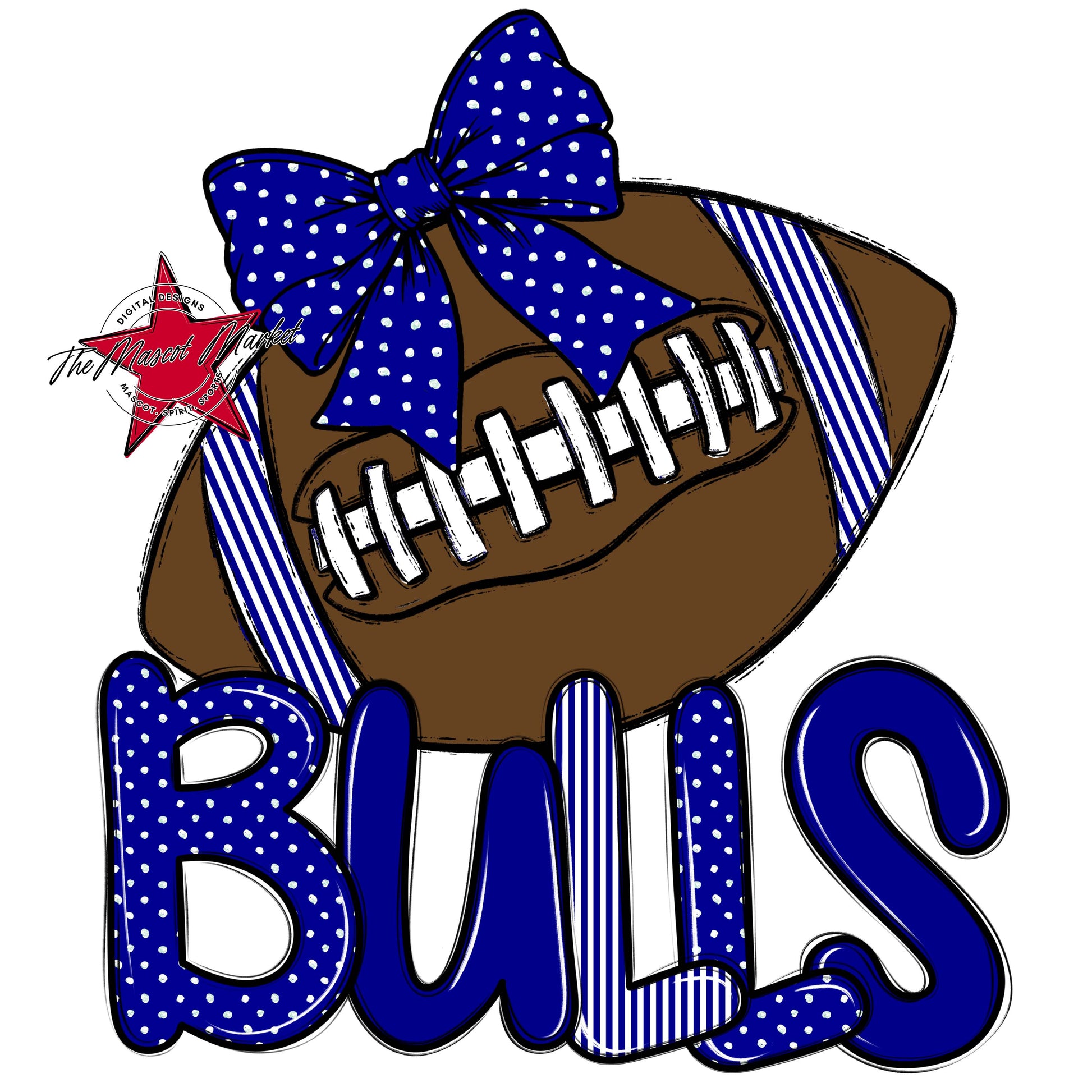 Bulls Football Spirit Design-Blue