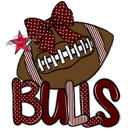 Bulls Football Spirit Design-Maroon