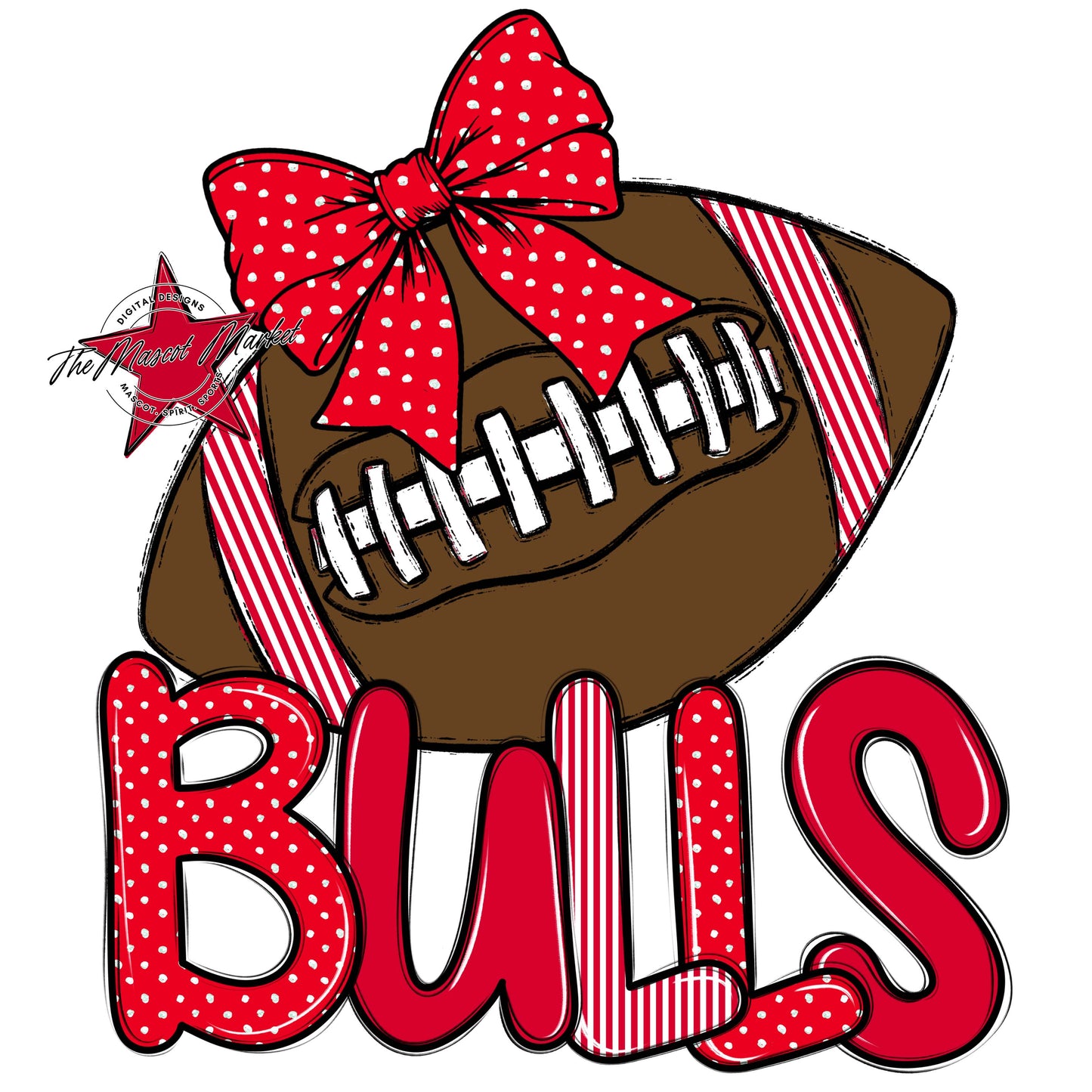 Bulls Football Spirit Design-Red