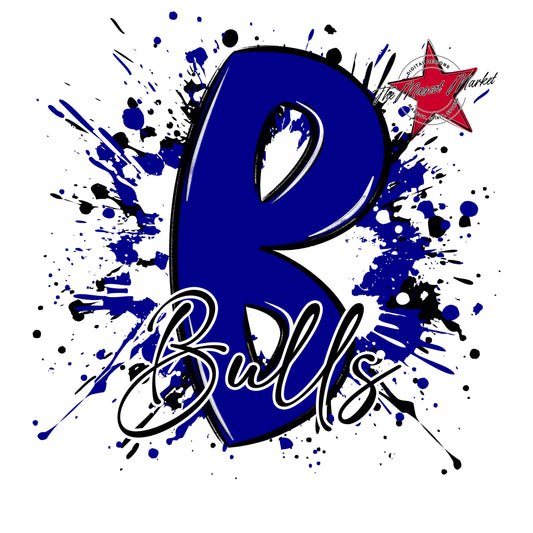 Bulls Mascot Splatter-Blue