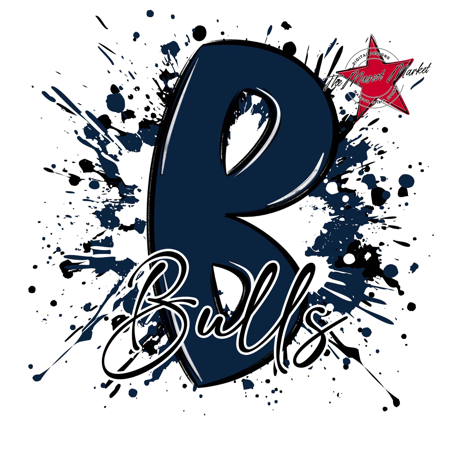 Bulls Mascot Splatter-Navy