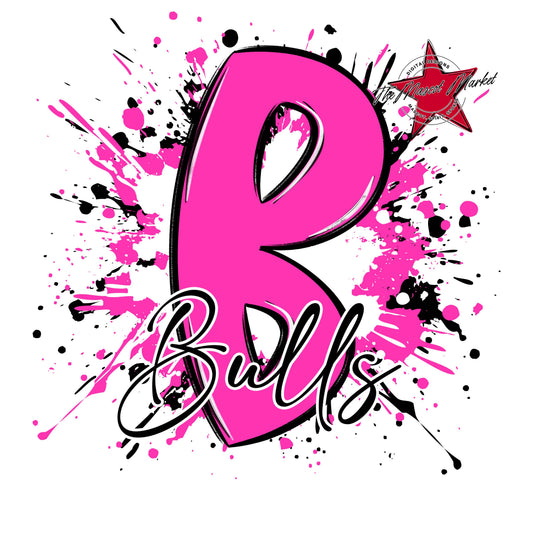 Bulls Mascot Splatter-Pink
