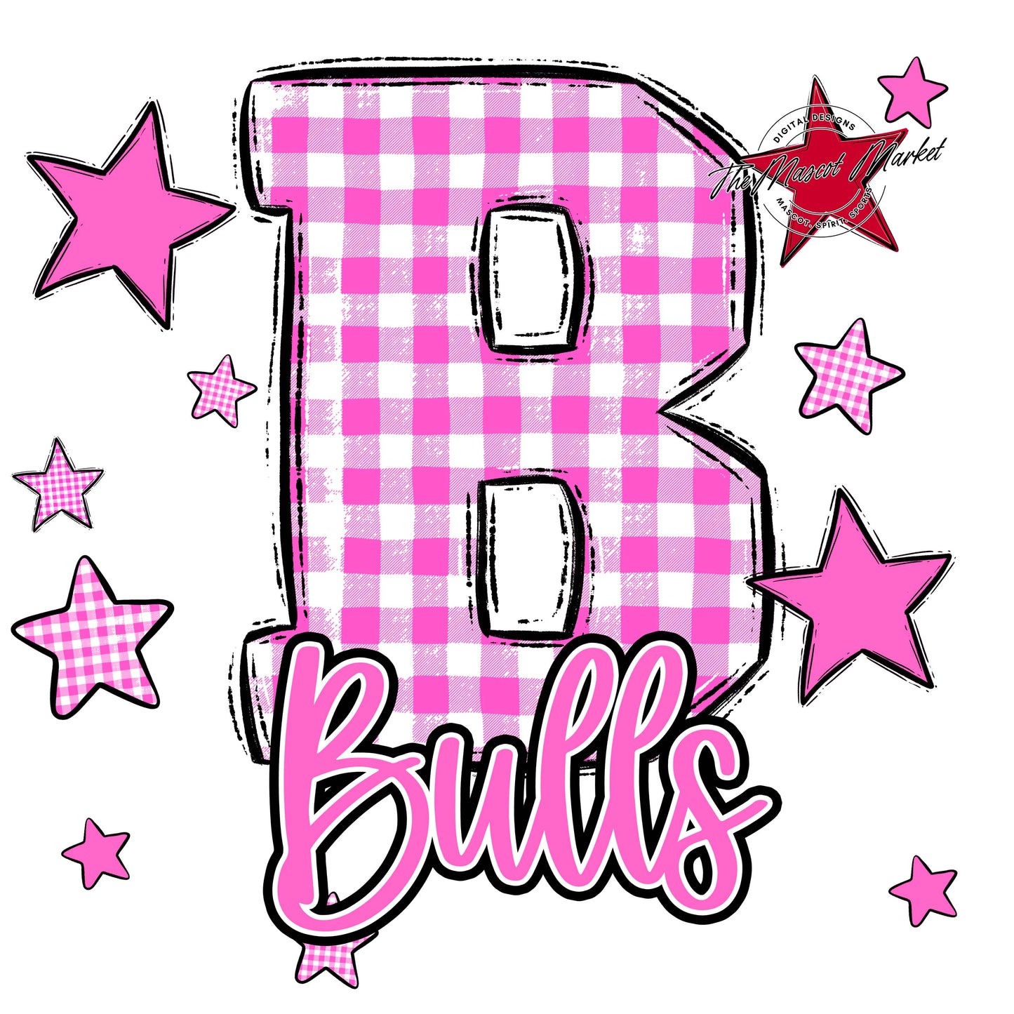 Bulls Plaid Star Design-Baby Pink