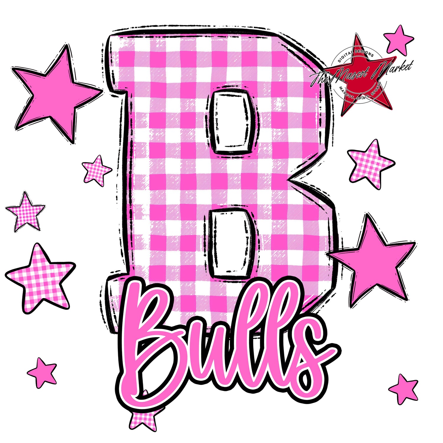 Bulls Plaid Star Design-Baby Pink