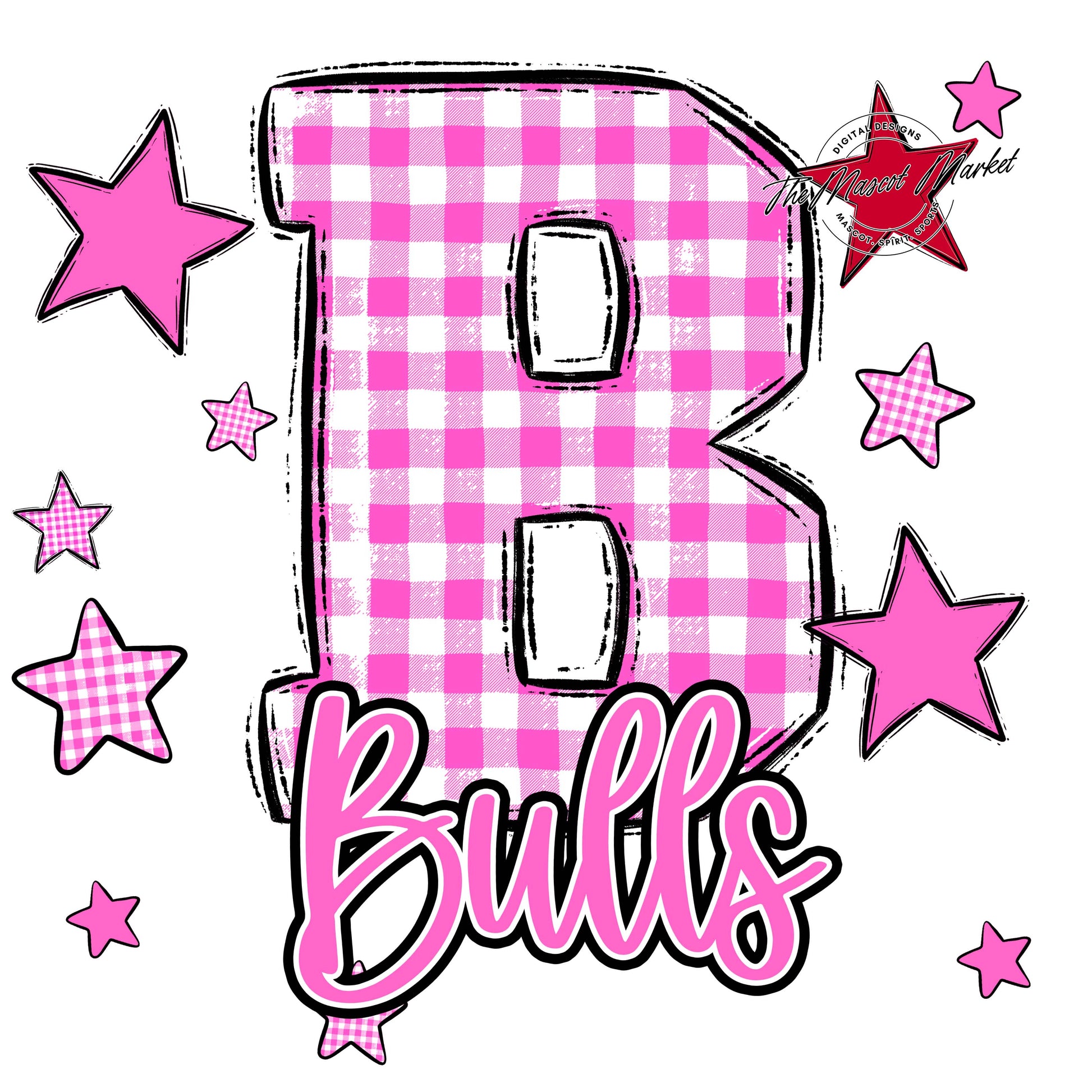 Bulls Plaid Star Design-Baby Pink