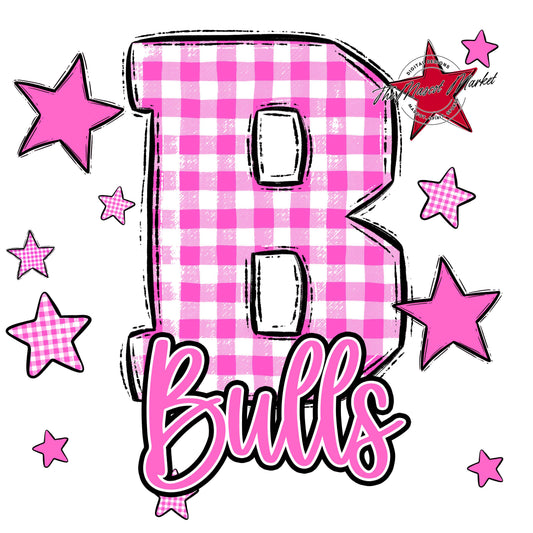 Bulls Plaid Star Design-Baby Pink