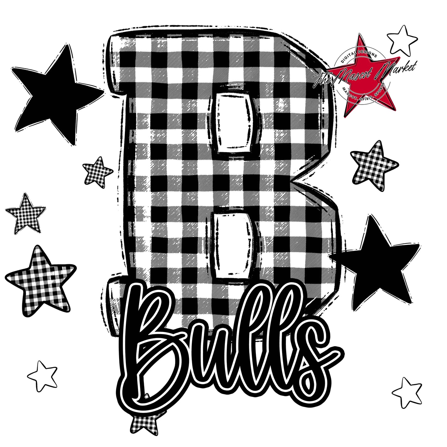 Bulls Plaid Star Design-Black