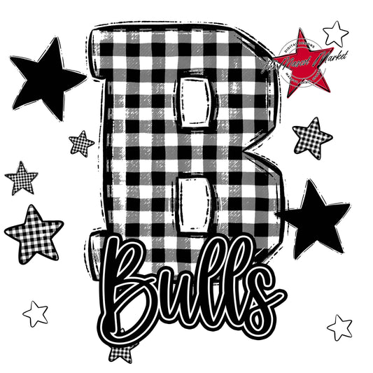 Bulls Plaid Star Design-Black