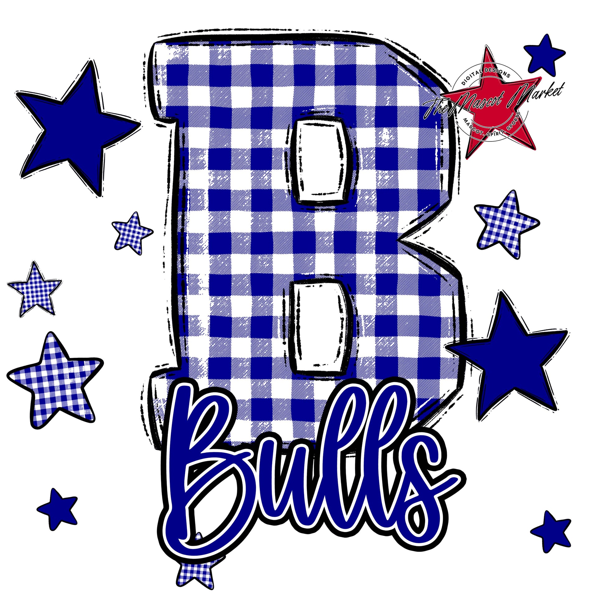 Bulls Plaid Star Design-Blue