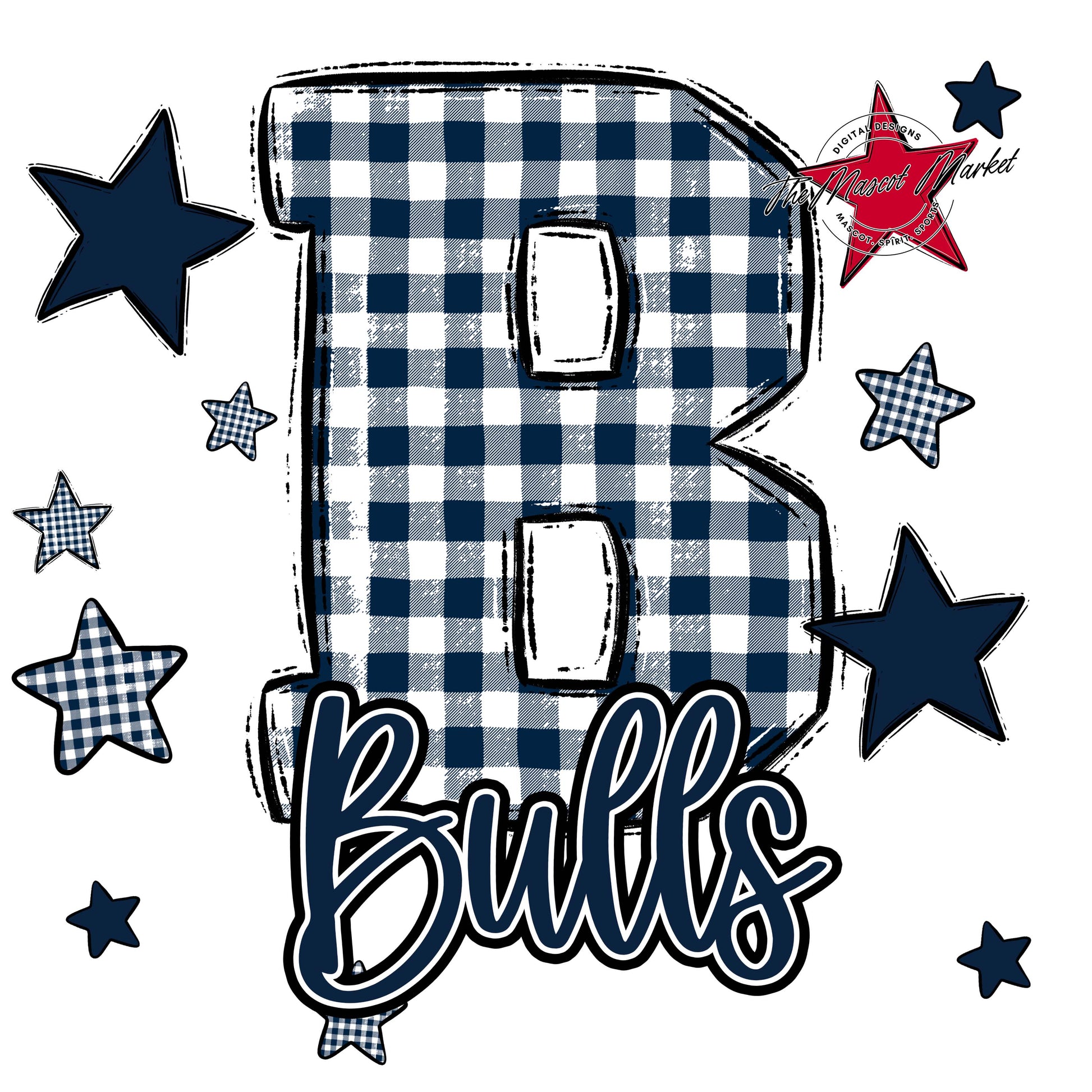Bulls Plaid Star Design-Navy