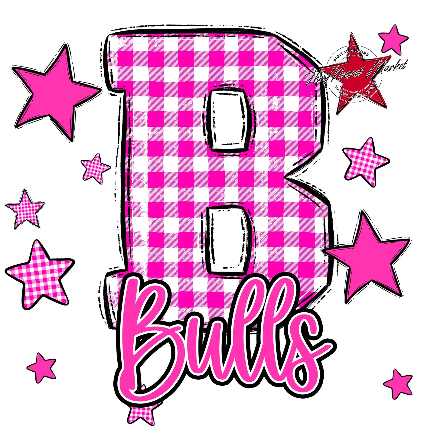 Bulls Plaid Star Design-Pink