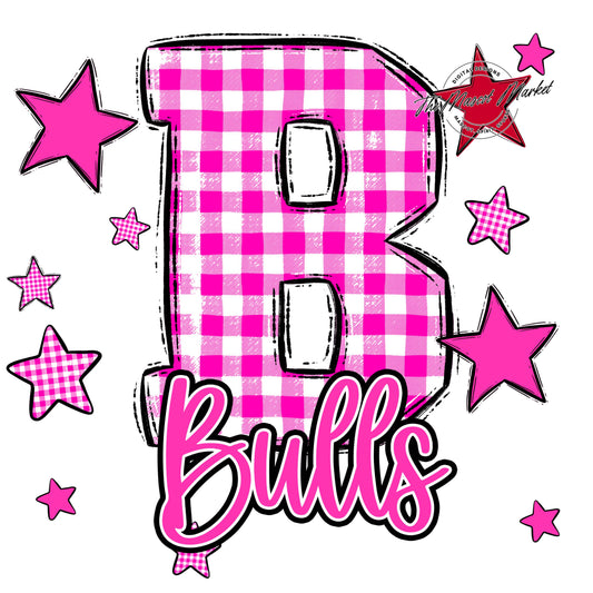 Bulls Plaid Star Design-Pink