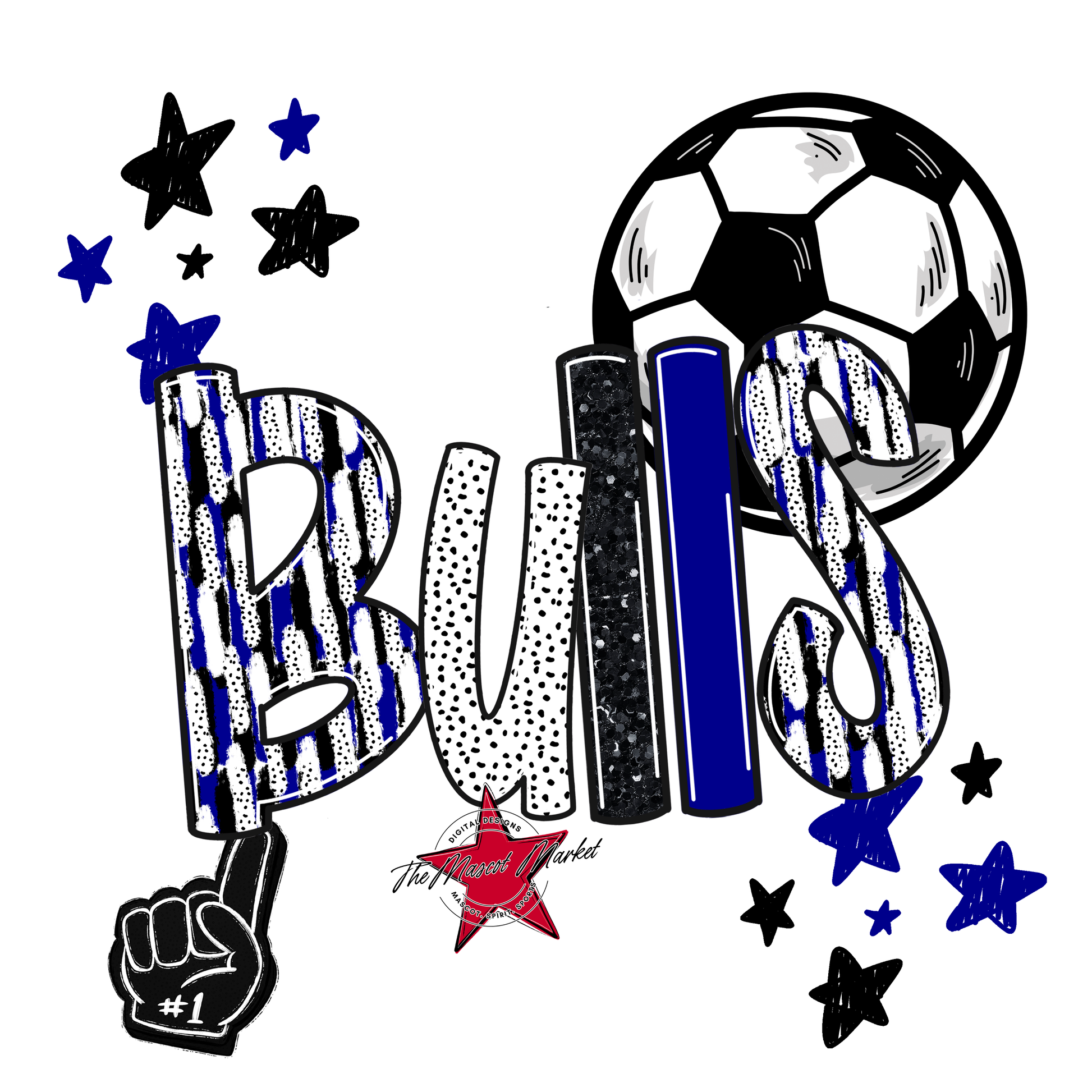 Bulls Soccer Scrape-Blue