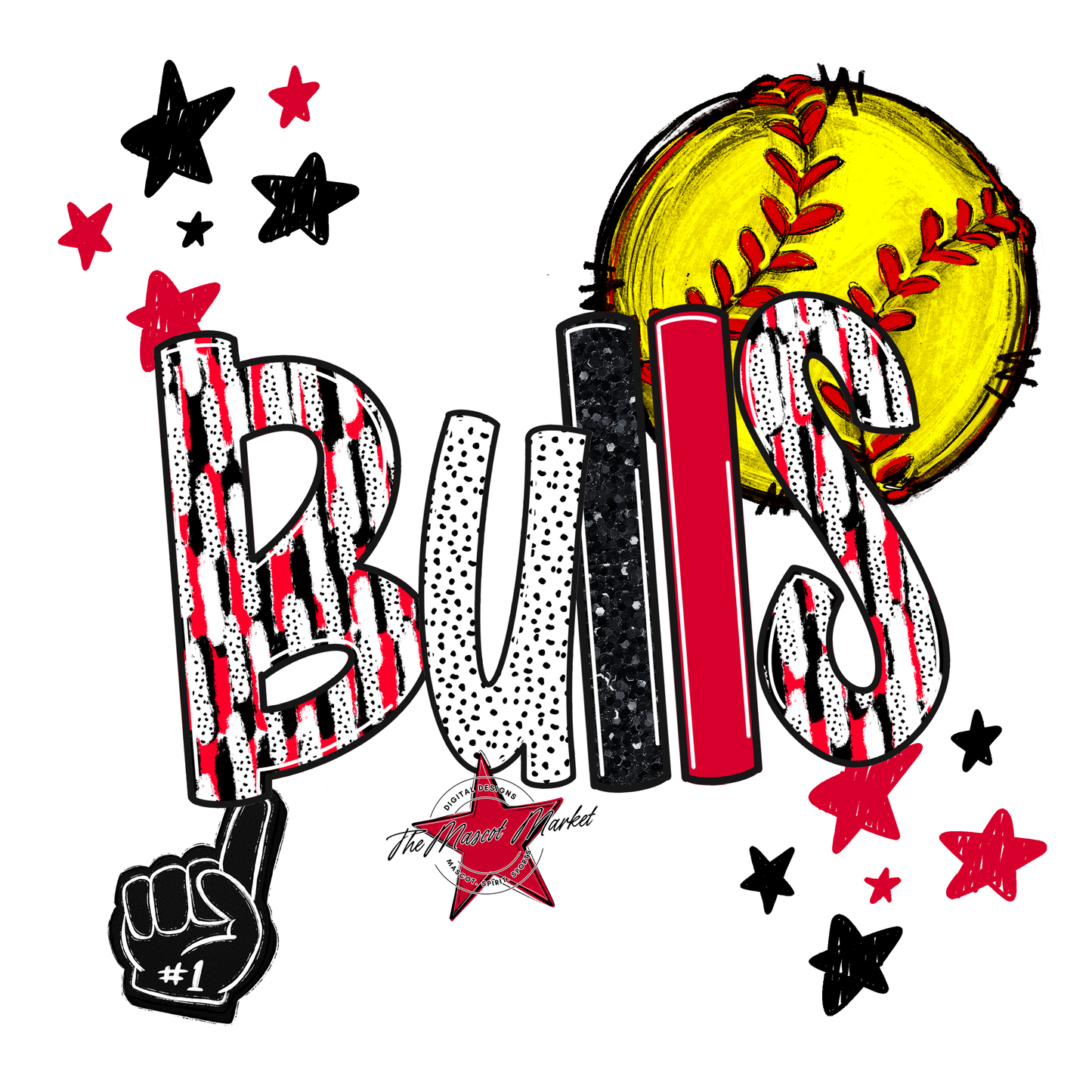 Bulls Softball Scrape-Red