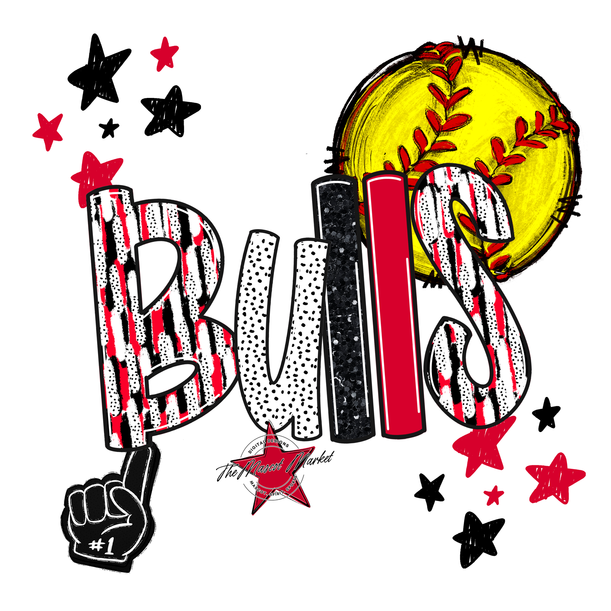 Bulls Softball Scrape-Red