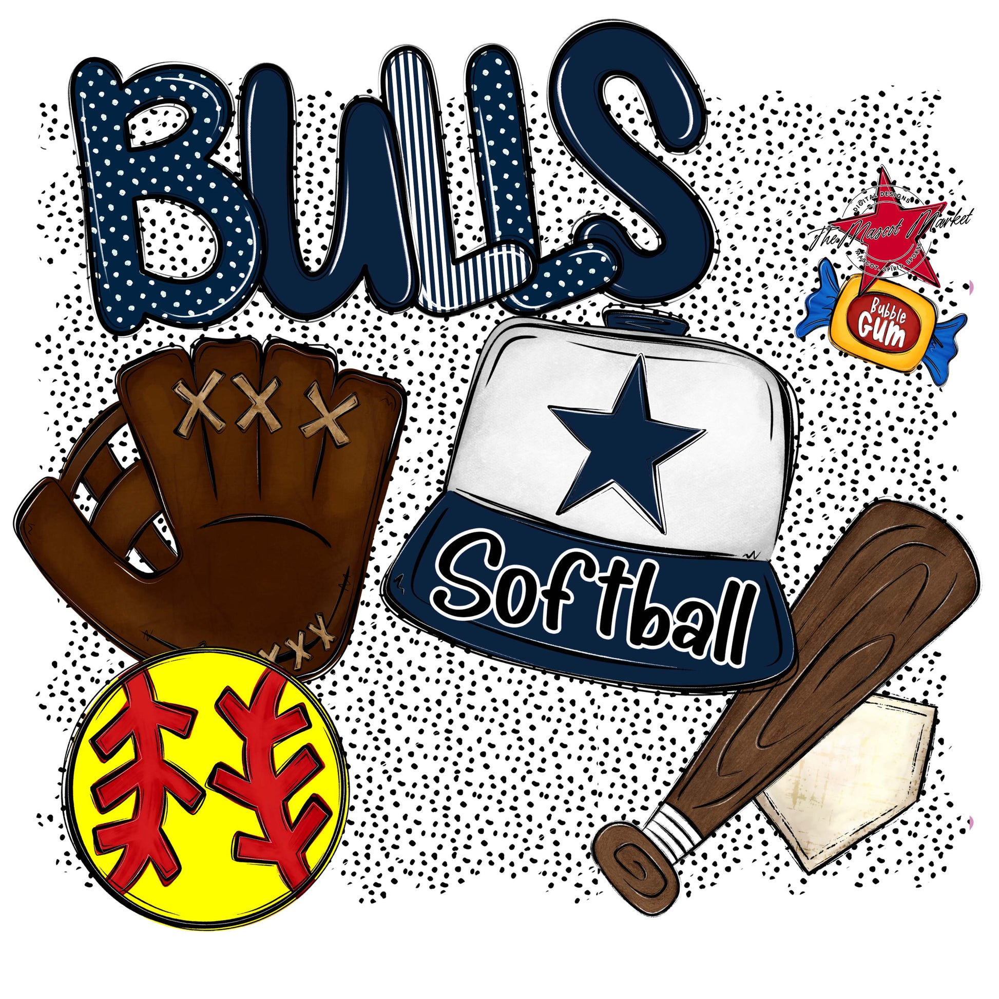 Bulls Softball Spirit-Navy