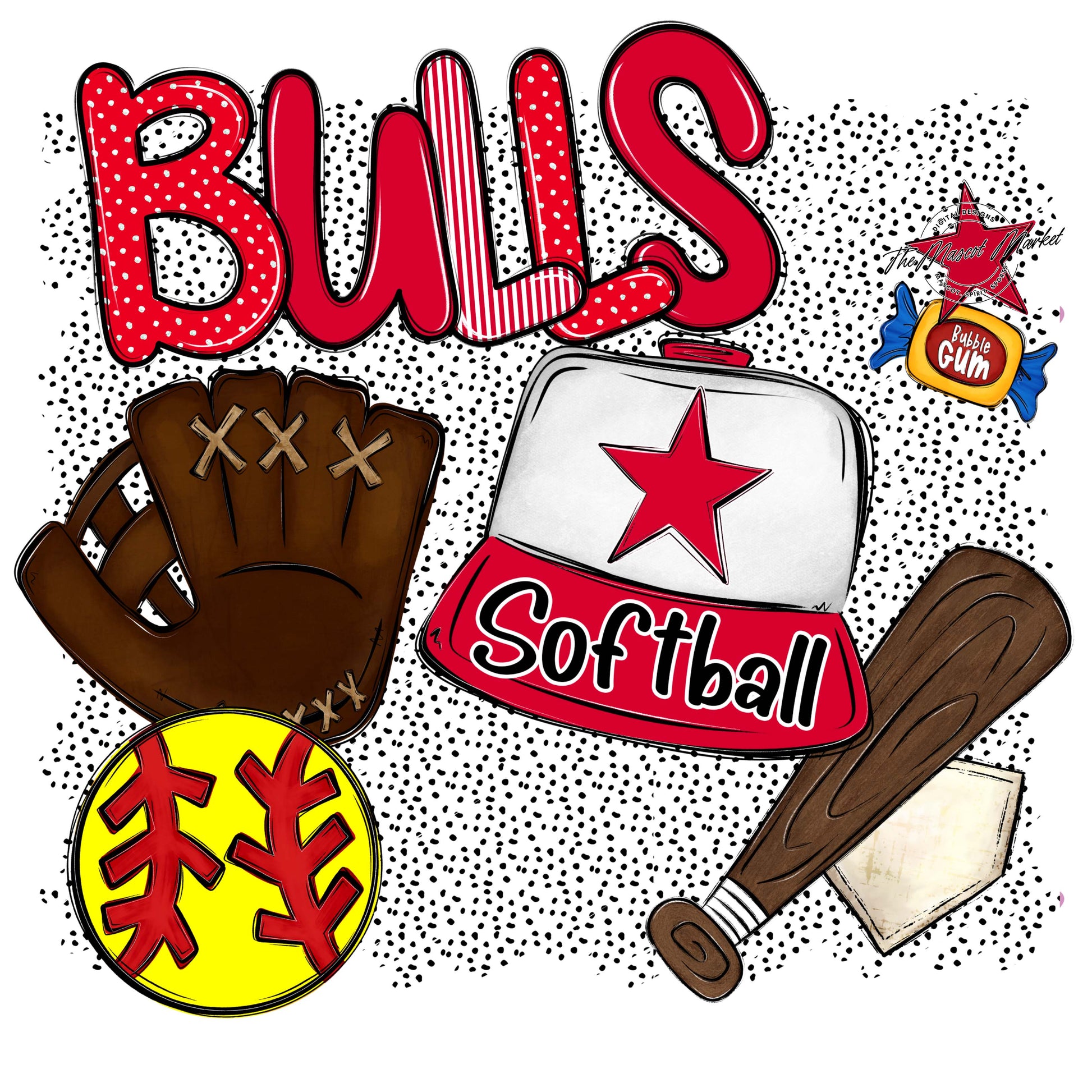 Bulls Softball Spirit-Red