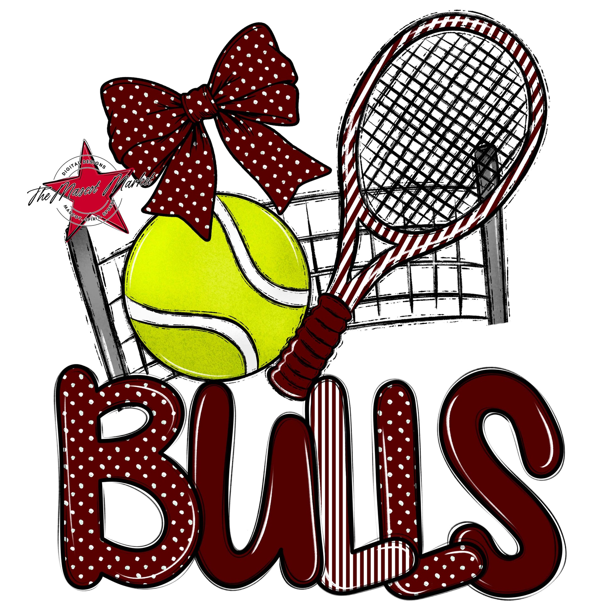 Bulls Tennis Spirit Design-Maroon