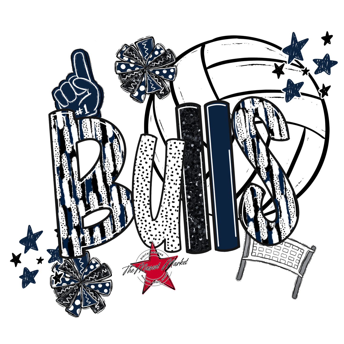 Bulls Volleyball Scrape-Navy
