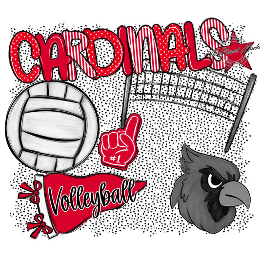 Cardinals Volleyball Spirit-Red