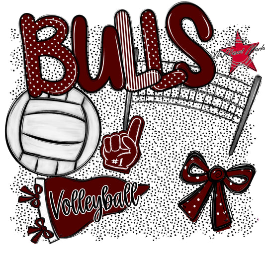 Bulls Volleyball Spirit-Maroon