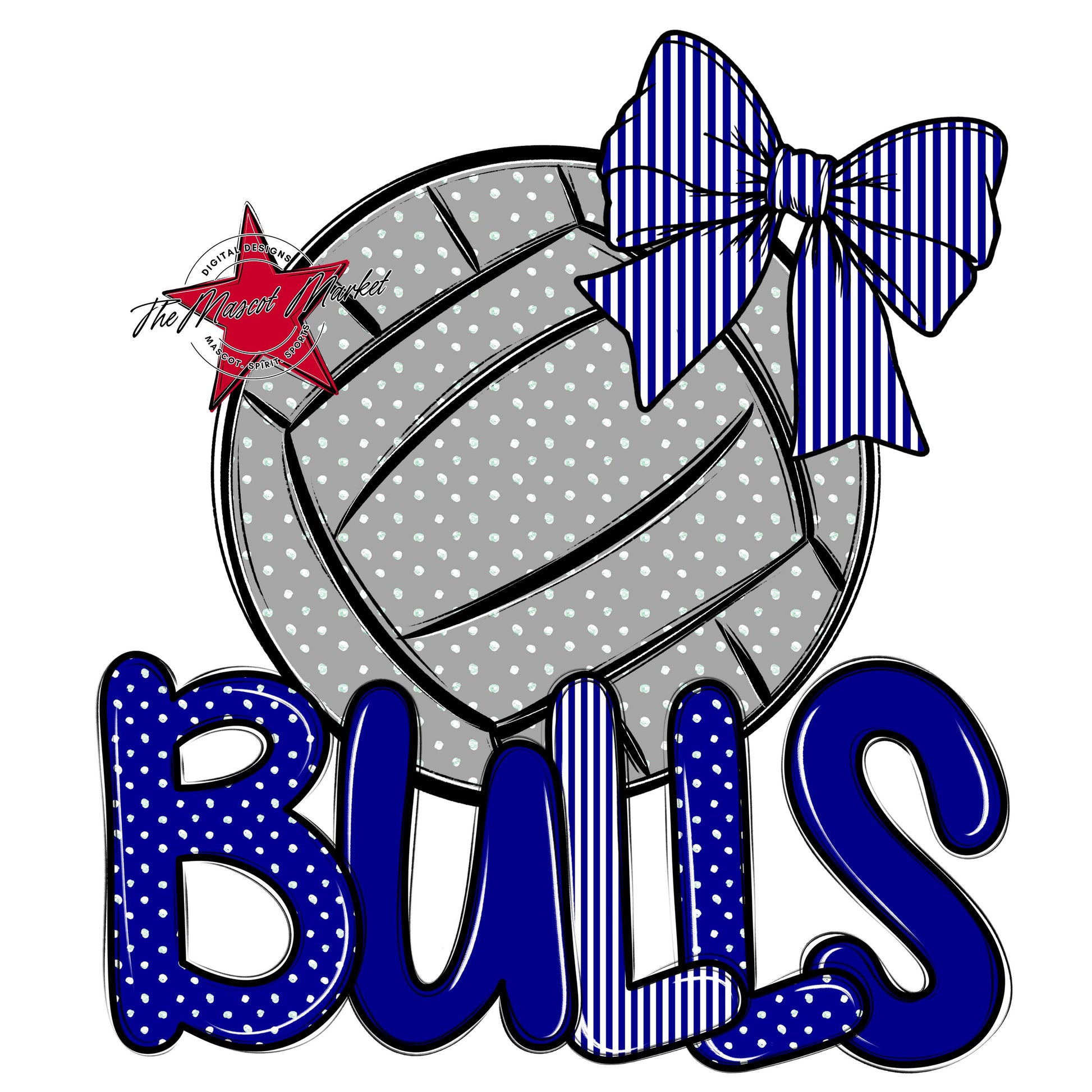 Bulls Volleyball Spirit Design-Blue