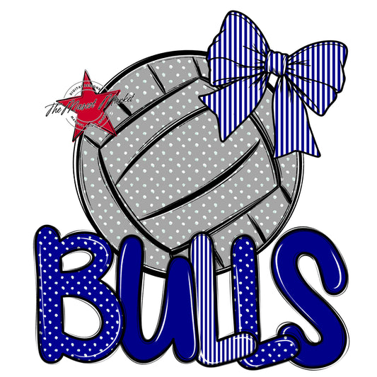 Bulls Volleyball Spirit Design-Blue