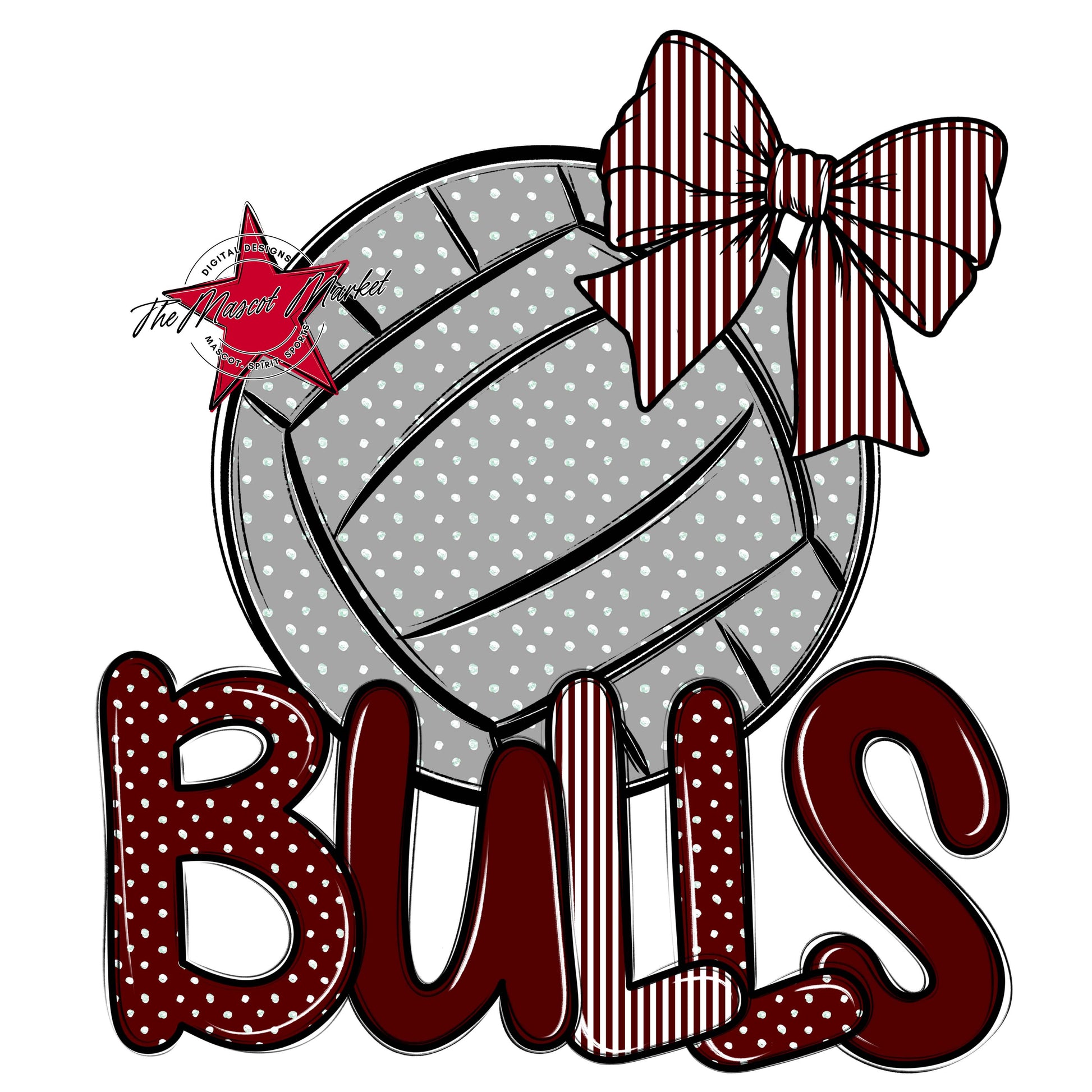 Bulls Volleyball Spirit Design-Maroon