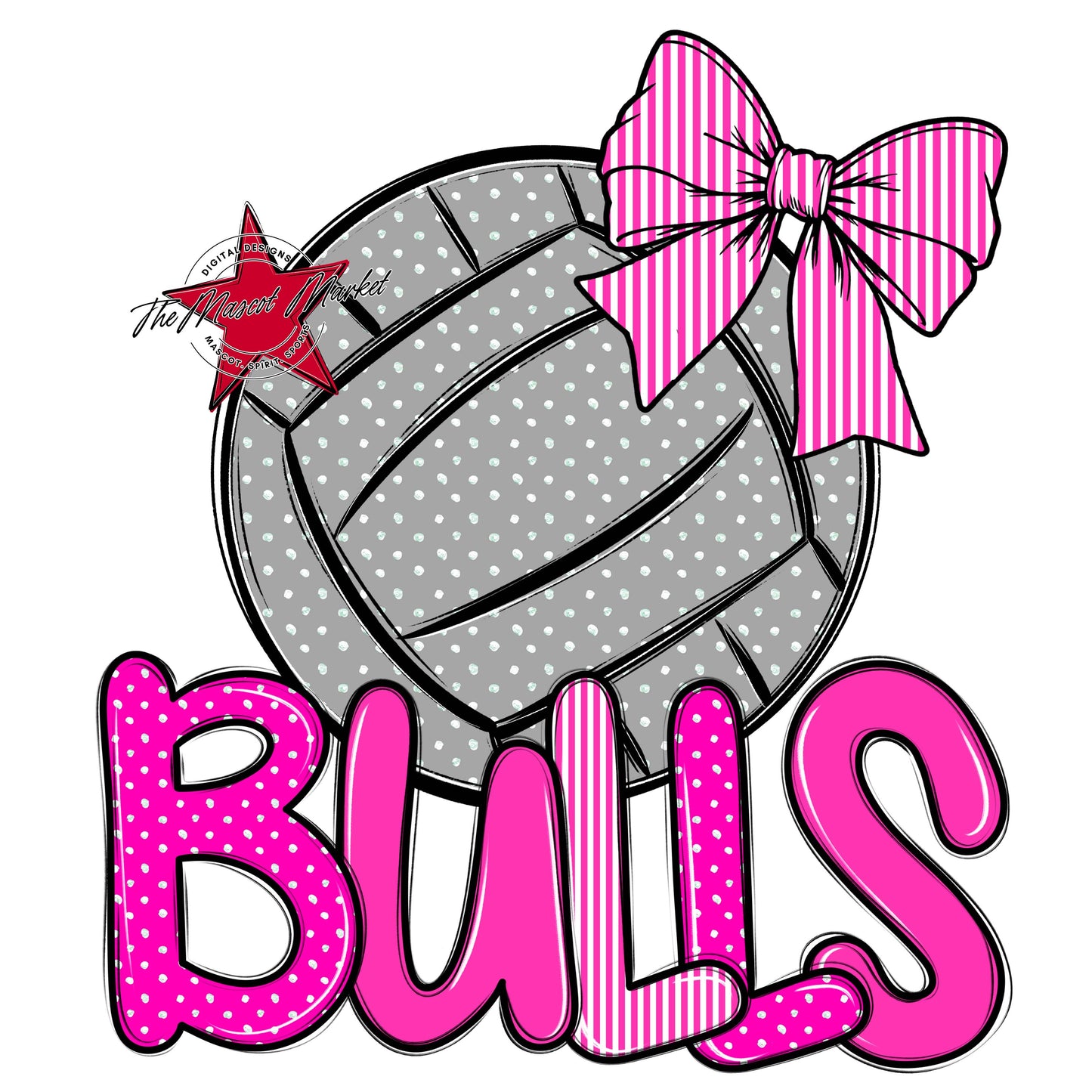 Bulls Volleyball Spirit Design-Pink