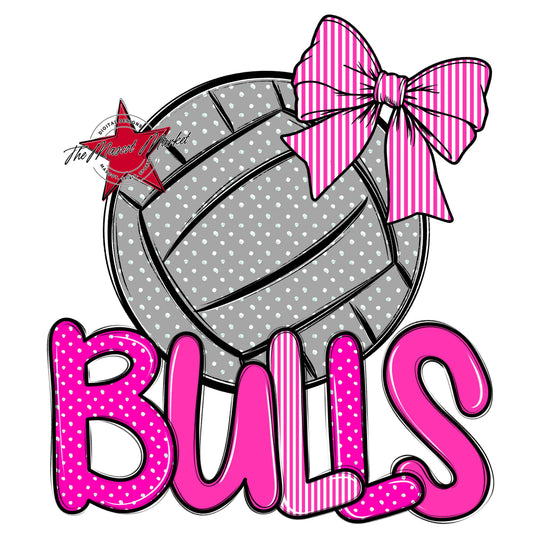 Bulls Volleyball Spirit Design-Pink