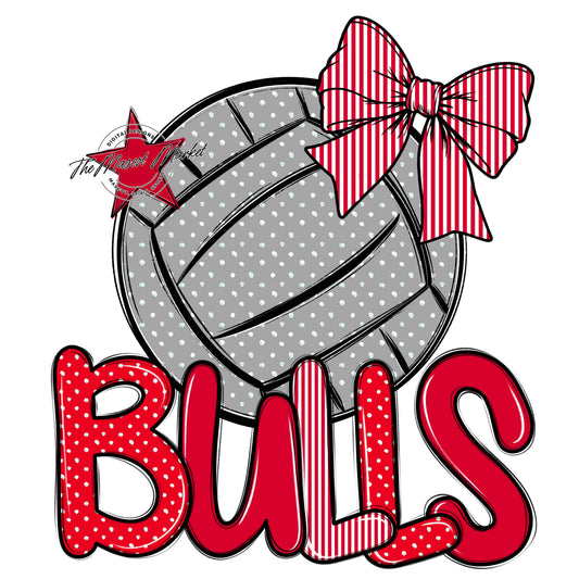 Bulls Volleyball Spirit Design-Red