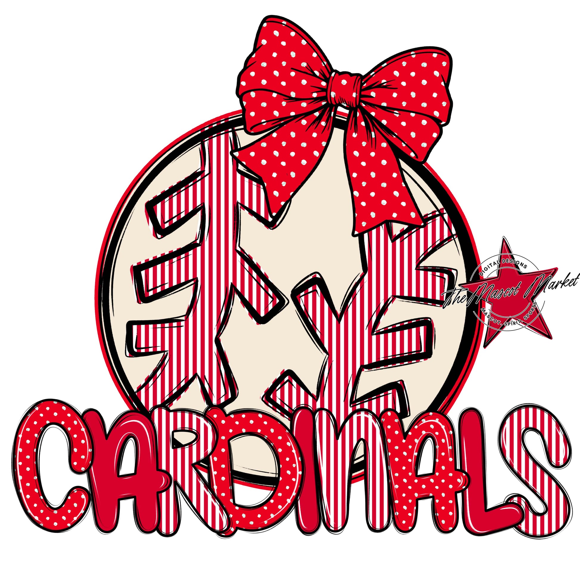 Cardinals Baseball-Softball Spirit Design-Red