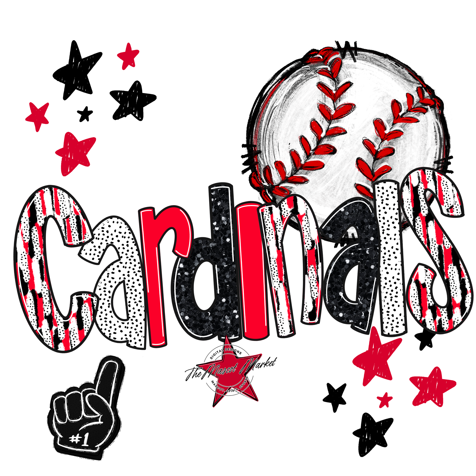 Cardinals Baseball Scrape-Red