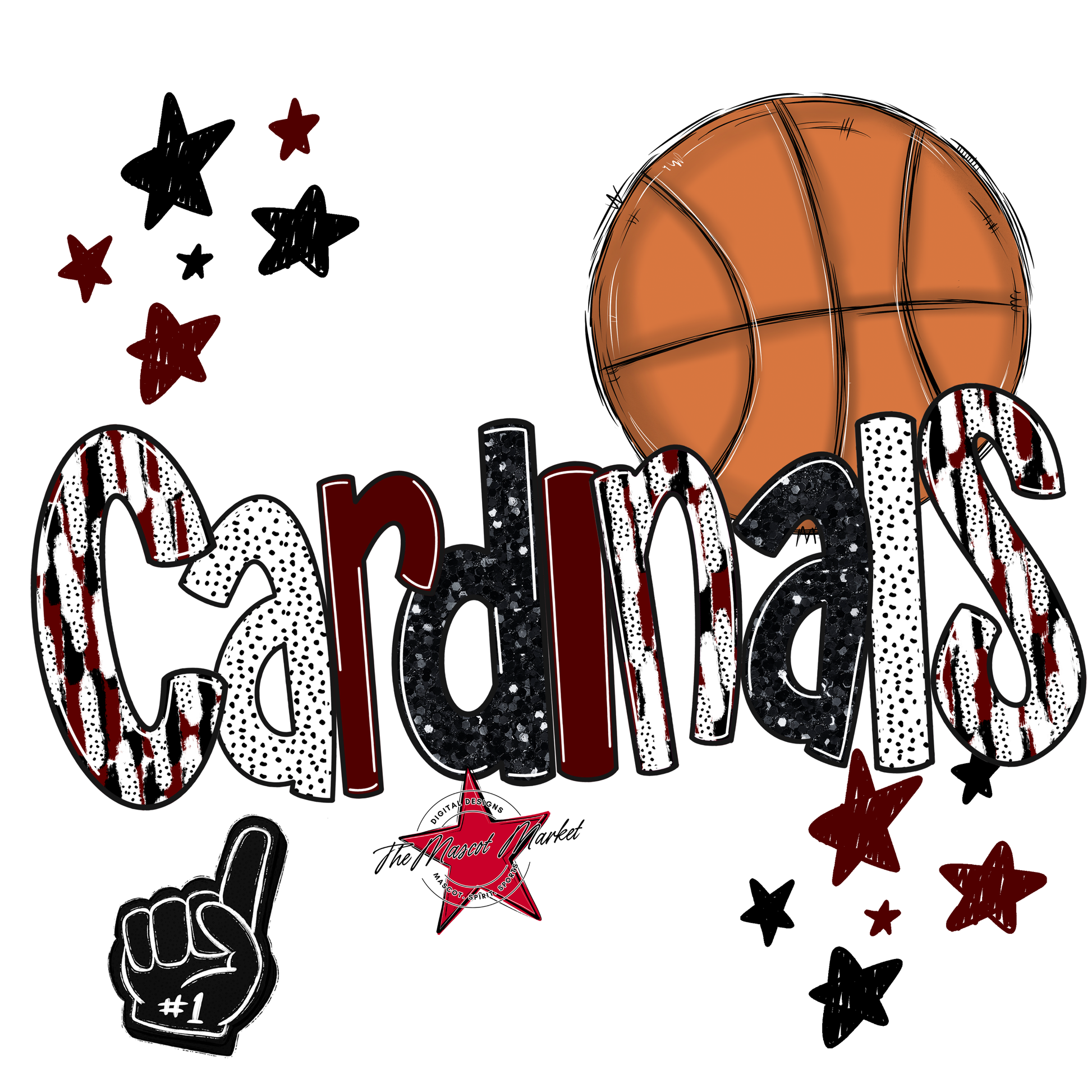 Cardinals Basketball Scrape-Maroon