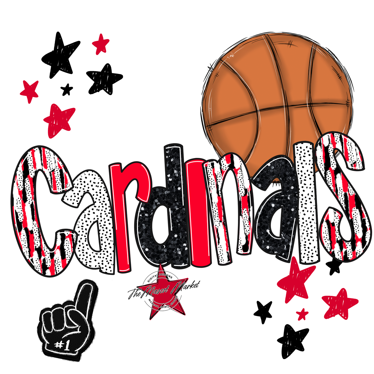 Cardinals Basketball Scrape-Red