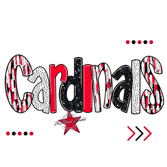 Cardinals Brushstroke Alpha w Arrows-Red