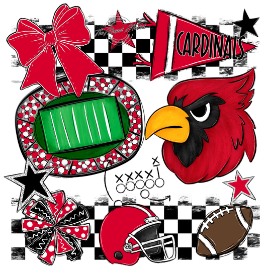 Cardinals Checkers Mascot Spirit Design-Red