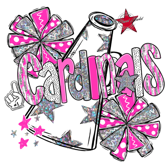 Cardinals Cheer Megaphone Scrape-Pink