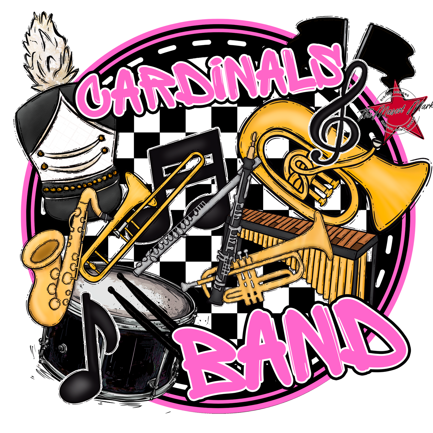 Cardinals Circle Band Design-Baby Pink