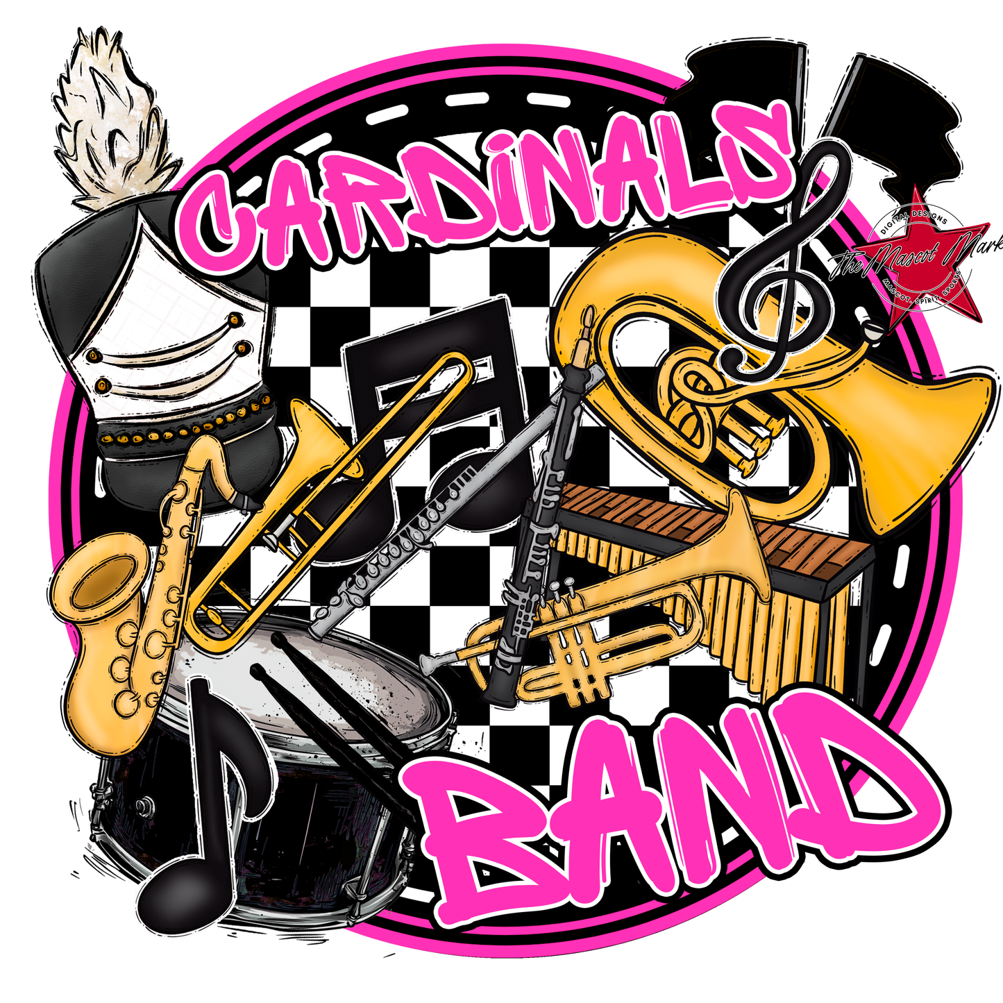Cardinals Circle Band Design-Pink