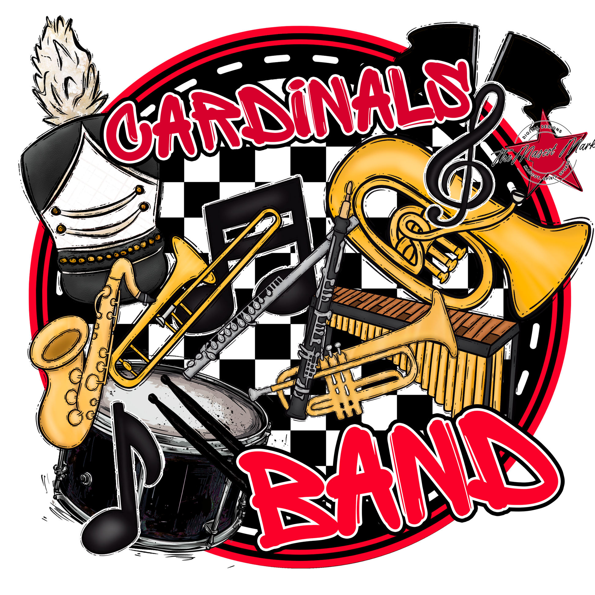 Cardinals Circle Band Design-Red