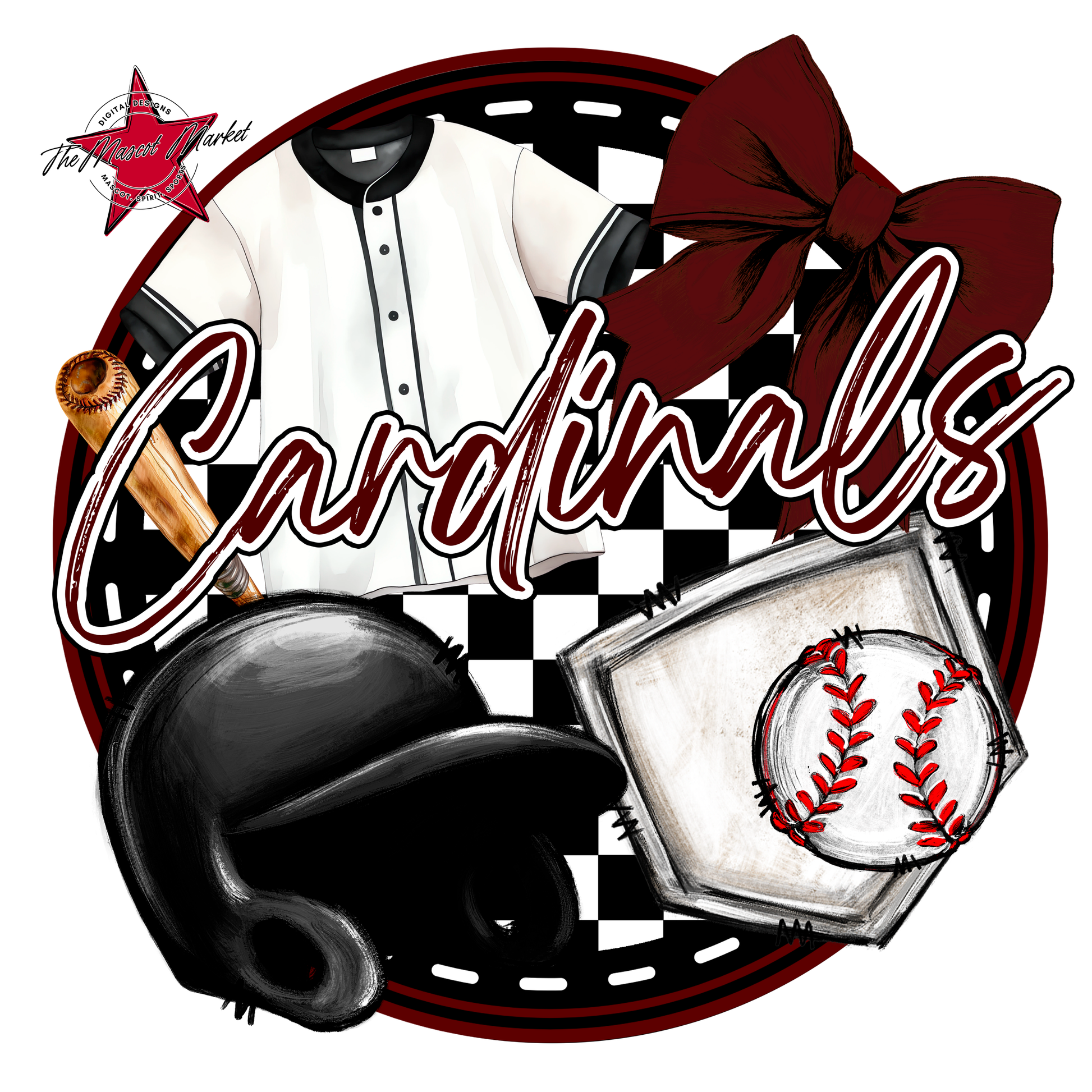 Cardinals Circle Baseball Design-Maroon