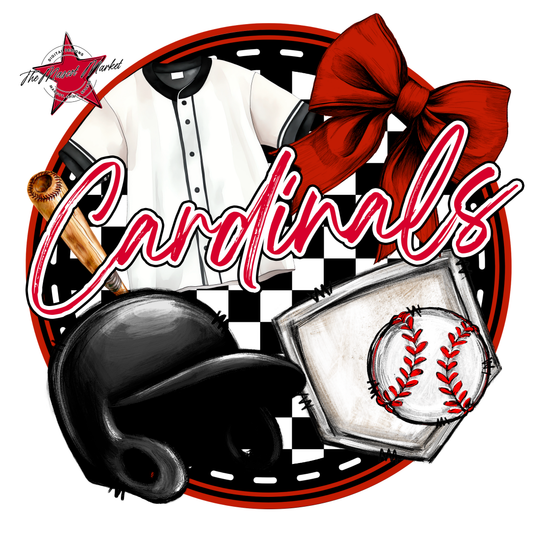 Cardinals Circle Baseball Design-Red