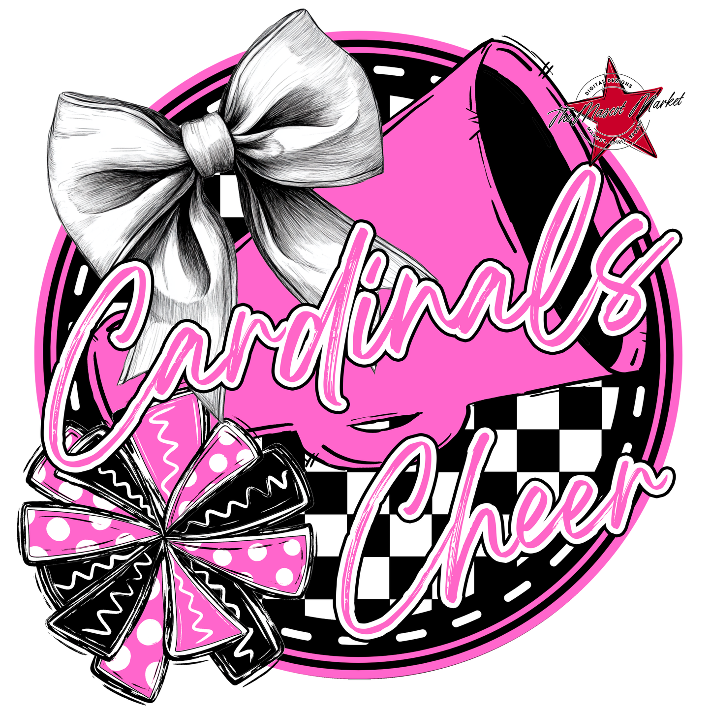 Cardinals Circle Cheer Design-Baby Pink